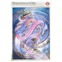 Affiche originale vintage du métro de Londres « Get Your Skates On Roslav Szaybo Art »