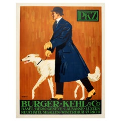 Poster pubblicitario originale d'epoca PKZ Burger Kehl & Co Design di moda maschile
