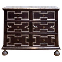 Jacobean Oak Ebonized/Silver Chest of Drawers