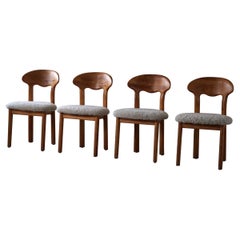 Moderne danois, Ensemble de 4 chaises en pin et laine d'agneau, Glostrup Møbelfabrik, 1960s