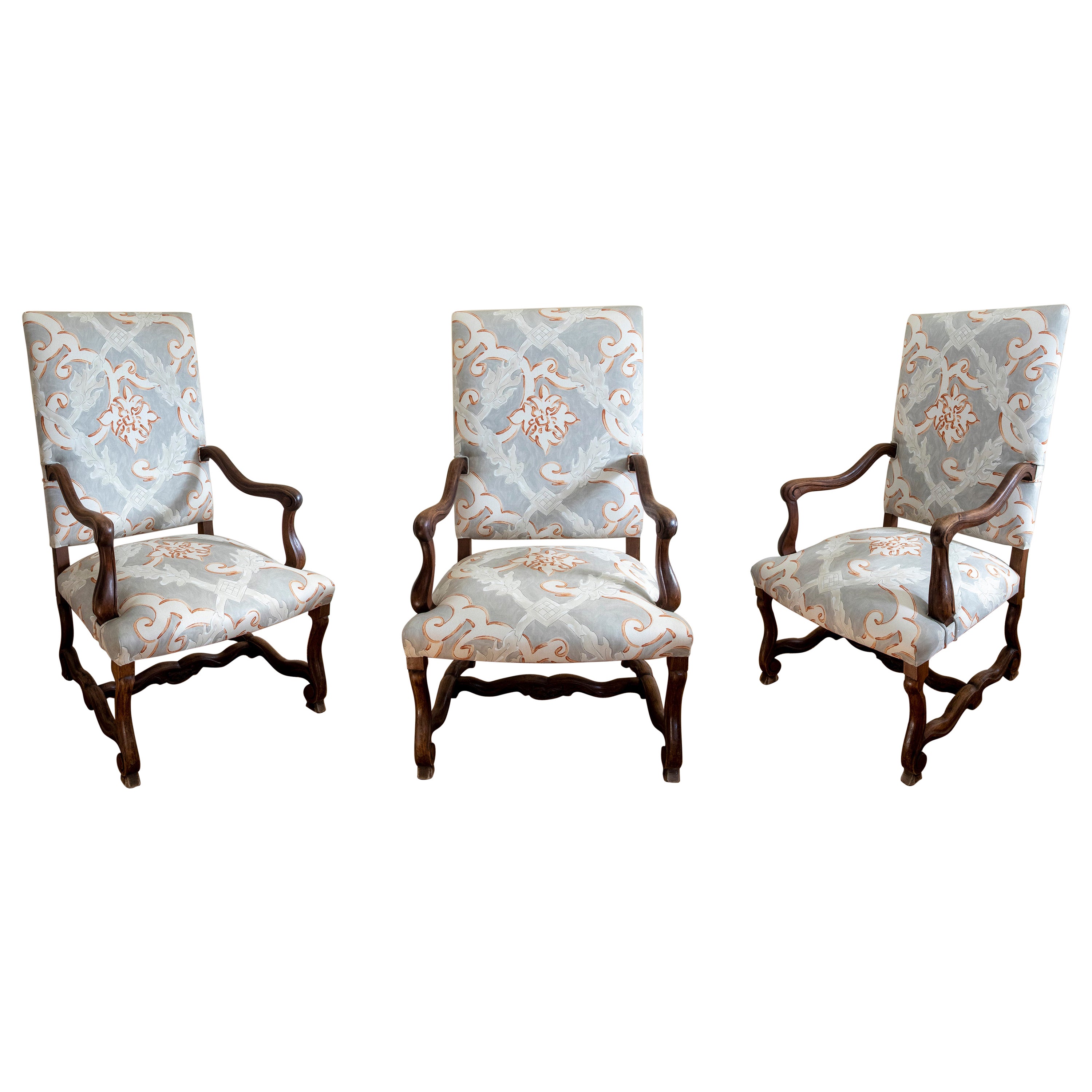 19th century Spanish Set of Three Wooden Armchairs For Sale