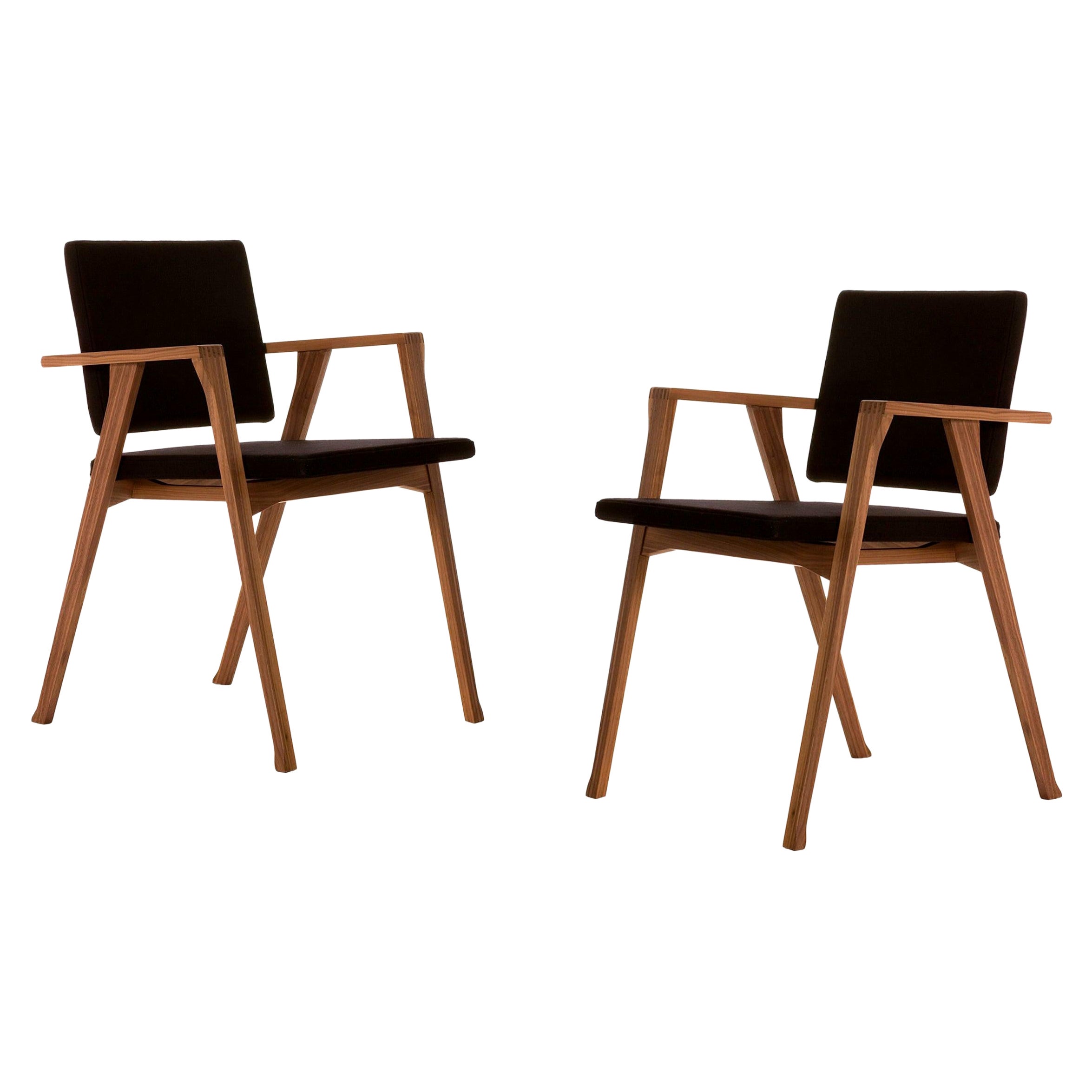 Set of Two Franco Albini Luisa Chairs, Wood and Fabric by Cassina