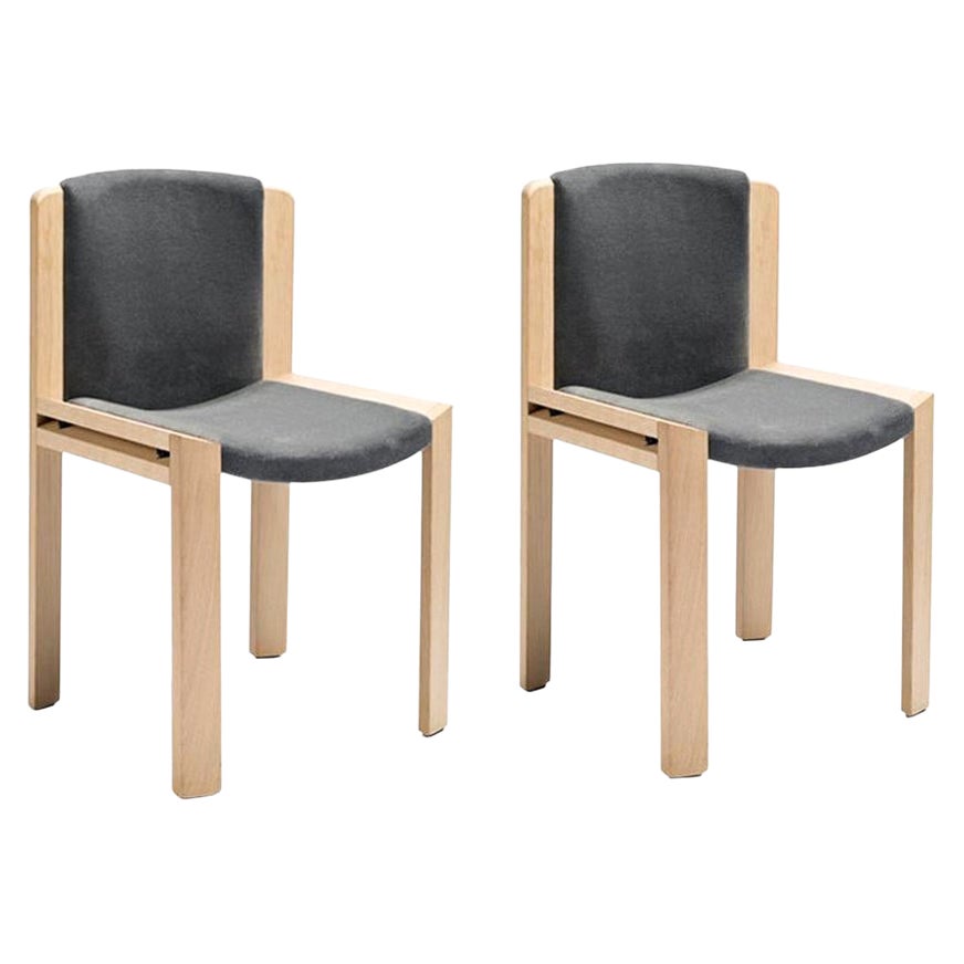 Set of Two Joe Colombo 'Chair 300' Wood and Kvadrat Fabric by Karakter For Sale