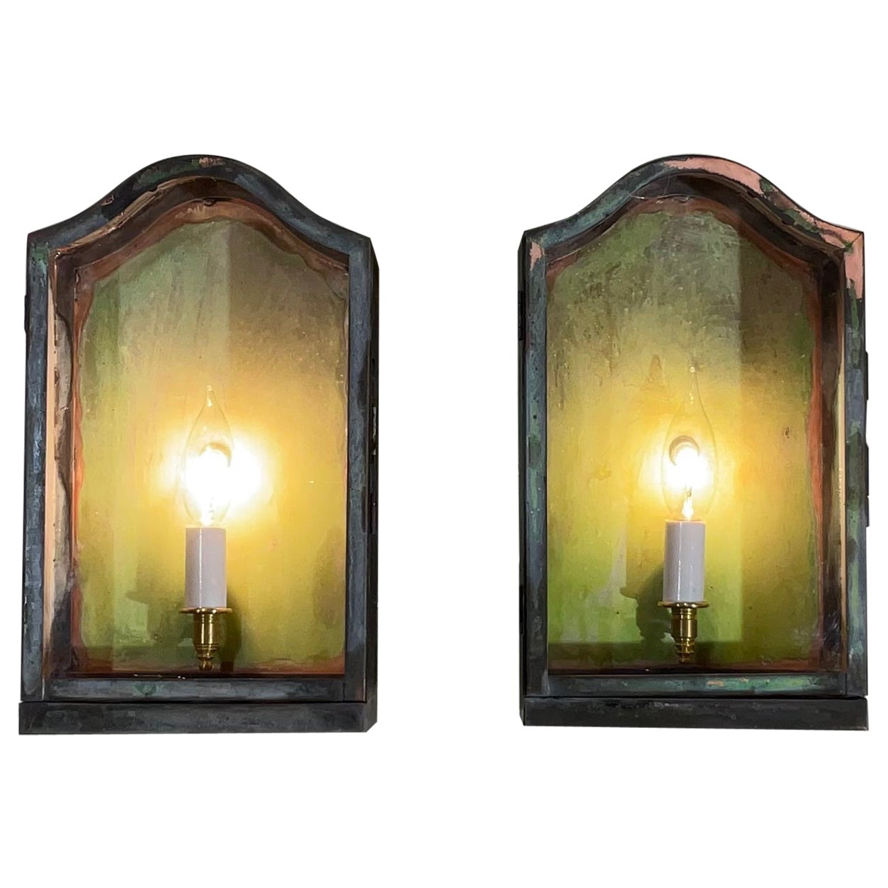 Pair of Vintage Brass Wall Lantern