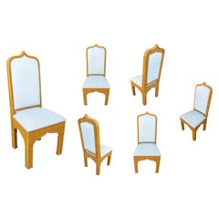 Vintage Arabian Style Set of Six Bamboo Handmade Bamboo Chairs with Bow Decoration