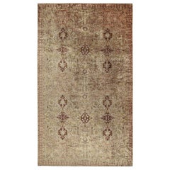 Antique Polonaise Palace Rug in Pink, Beige-Brown and Gold Floral Pattern
