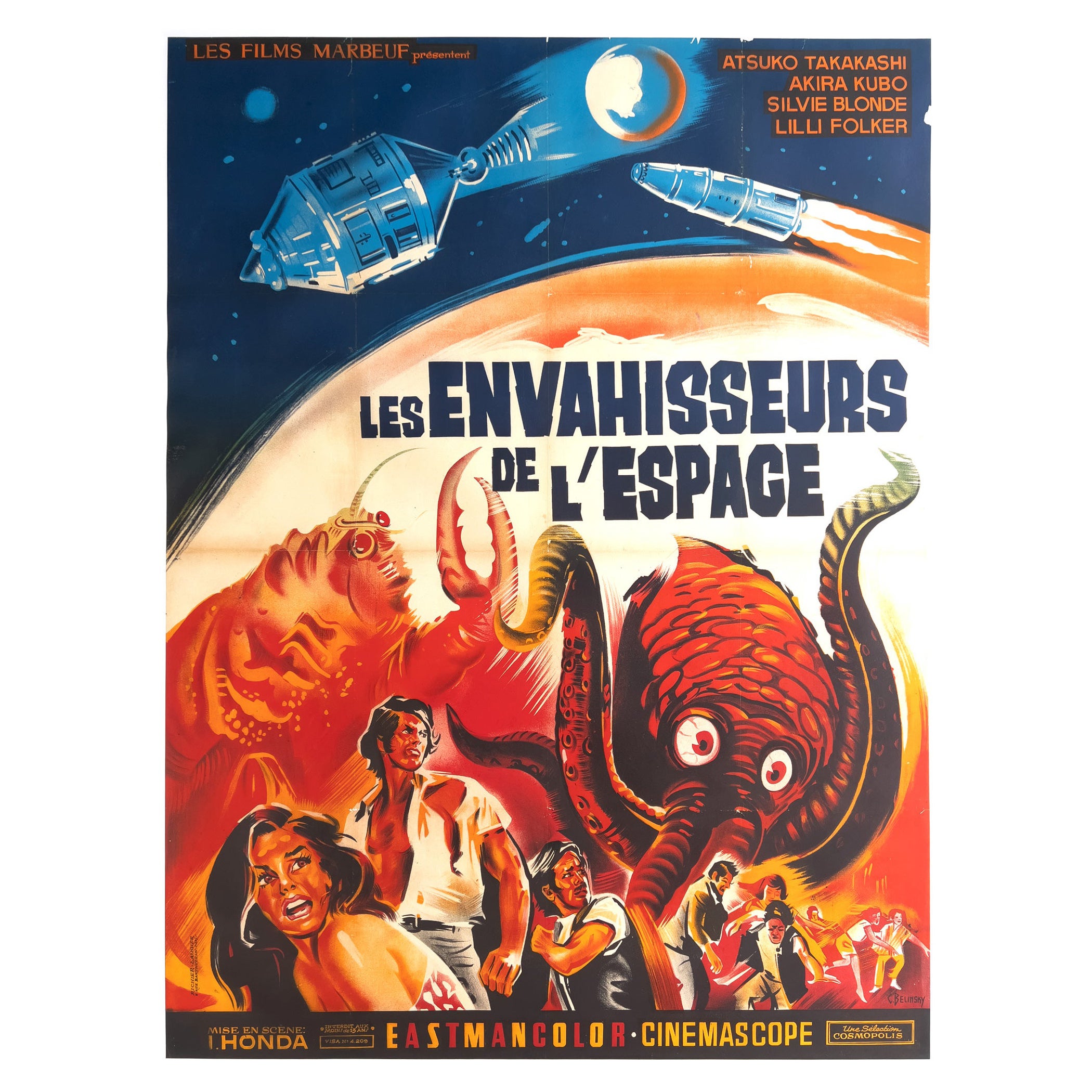 Space Amoeba 1971 French Grande Film Movie Poster, Belinksy, Linen Backed