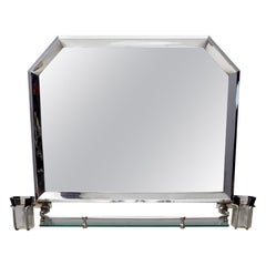 Vintage Chrome-Plated Wall Mirror by Brusotti with Glass Shelf, Italy