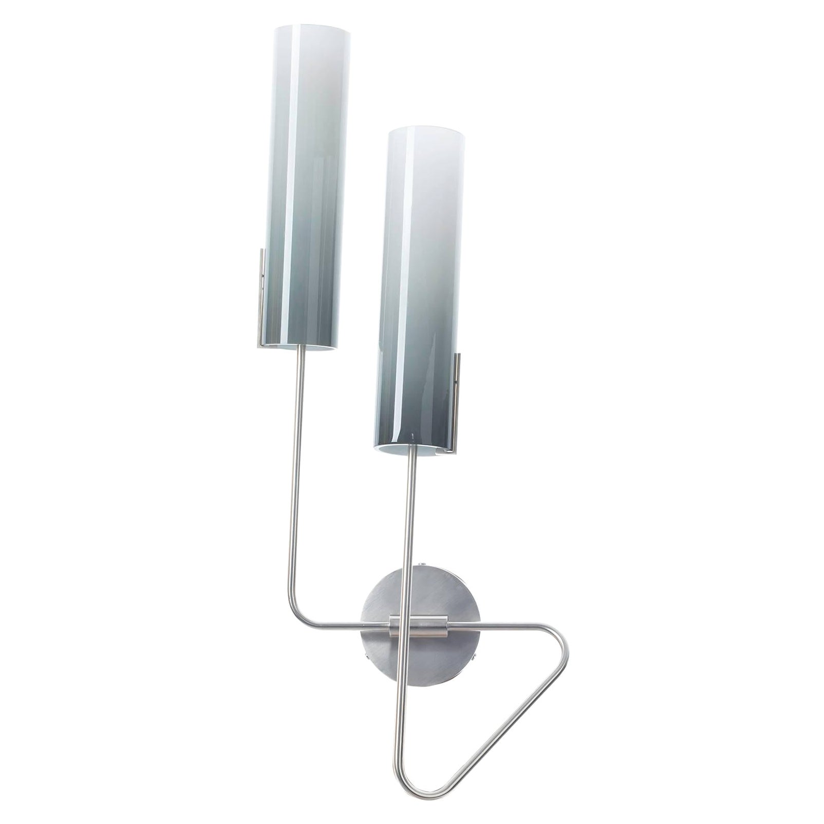 Continuum 01 Sconce: Satin Nickel/Charcoal Ombre Shades by Avram Rusu Studio For Sale