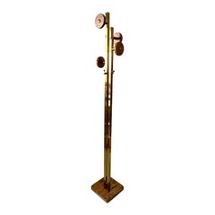 Italian Vintage Brass & Giallo Siena Marble Coat Stand/ Hat Stand