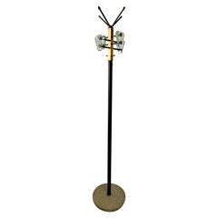 Vintage Fontana Style Glass, Brass & Marble Coat Stand / Hat Rack