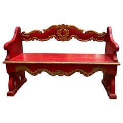 Used Venetian Wooden Bench 1950 Painted Wood