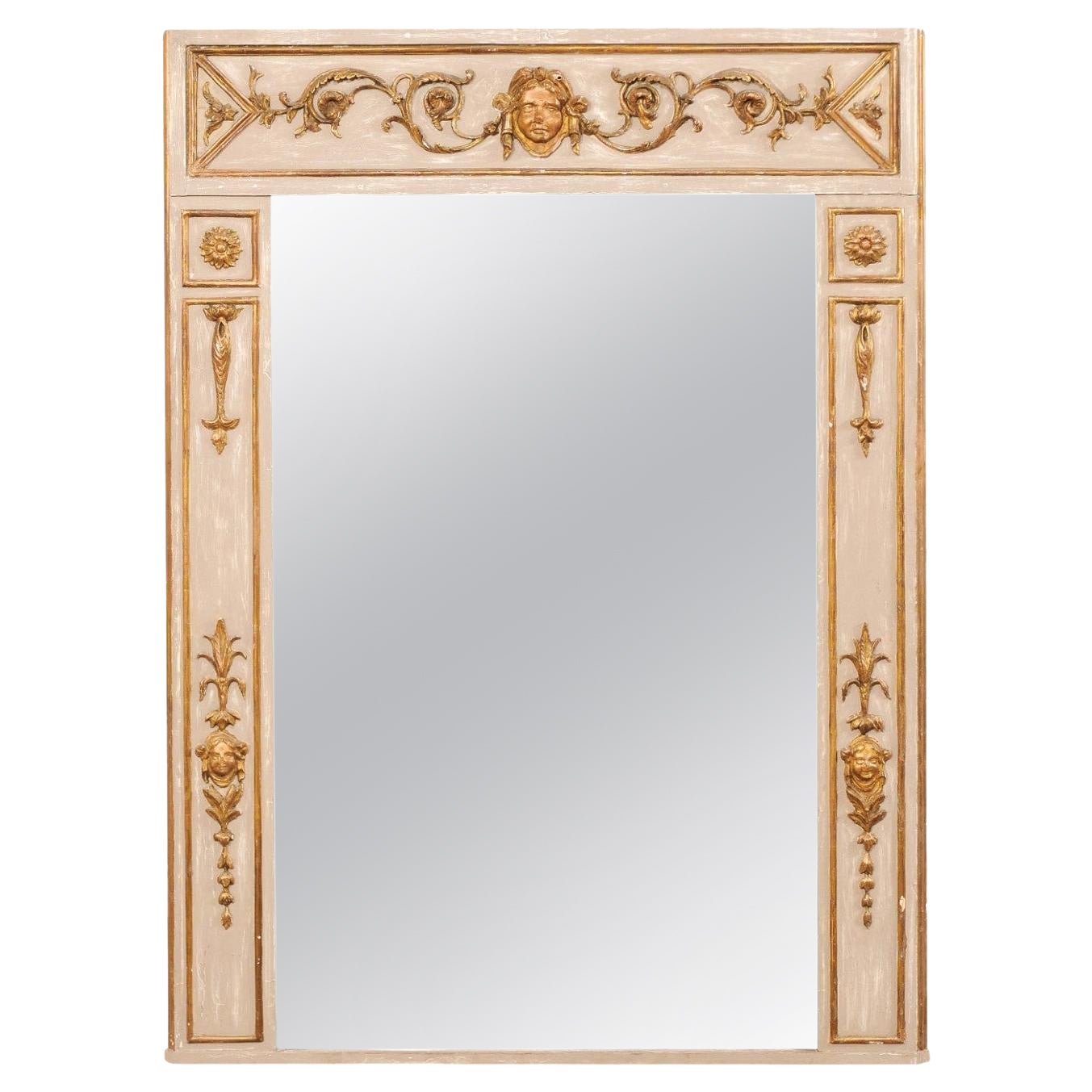 Italian Neoclassic Carved & Gilt Overmantel Mirror 'with Dark Tint' 19th Century For Sale