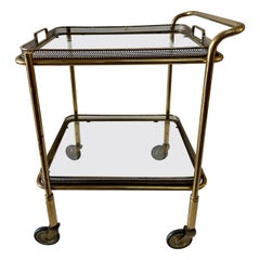 Maison Jansen Style Petite Brass Cart / Sidetable on Casters