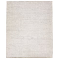 Modern Minimalist Moroccan Style Wool Rug With Beige Field by Apadana