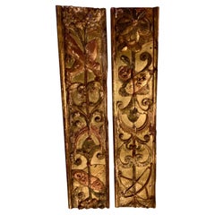 Pair of Spanish Baroque Reliefs Carved , Polychrome and Gitwood
