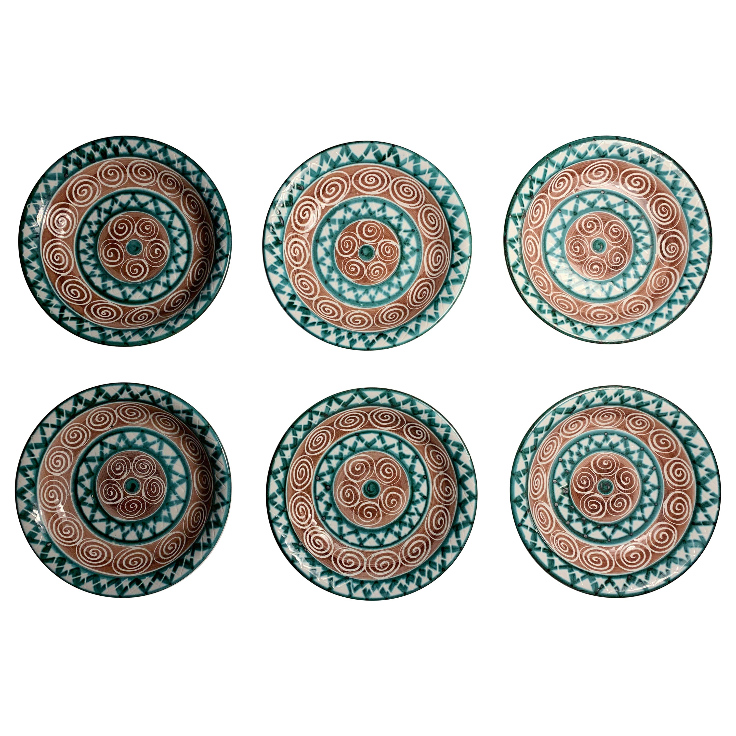 Robert Picault Set of 6 Shallow Bowl Plates For Sale