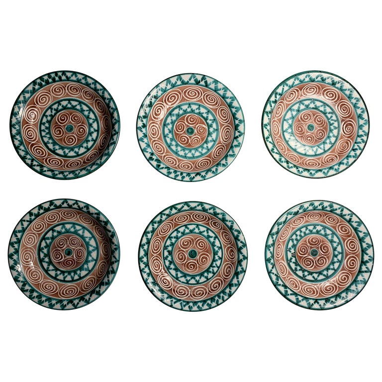 Robert Picault Set of 6 Shallow Bowl Plates For Sale at 1stDibs