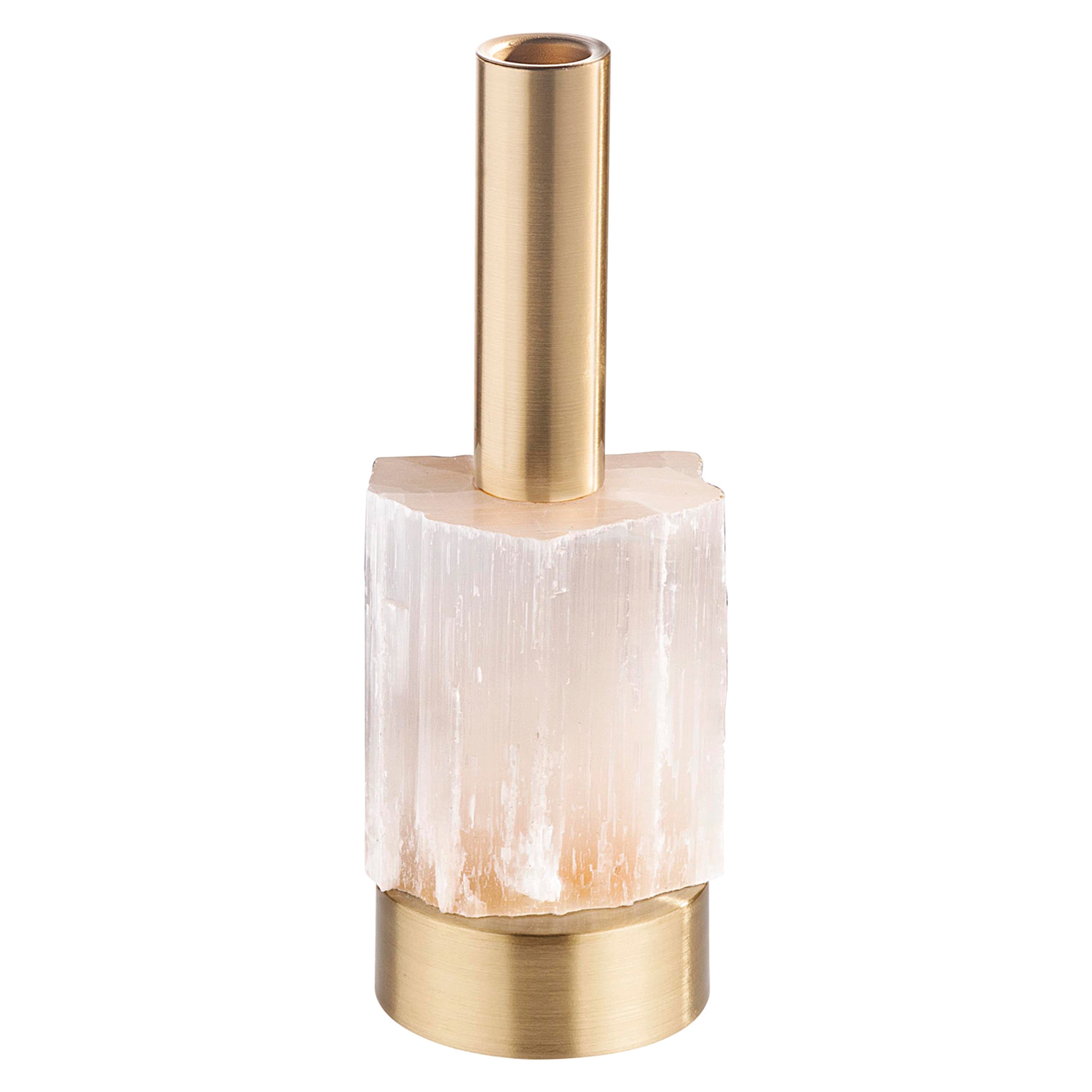 Selenite Candle Holder by Aver For Sale