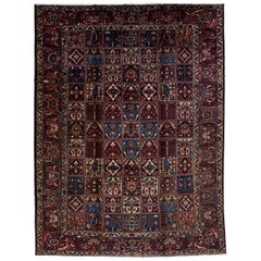 Handmade Antique Persian Bakhtiari Wool Rug with Allover Multicolor Design 