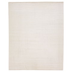 Ivory Modern Moroccan Style Oversize Wool Rug With Op Art Design by Apadana