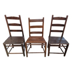 Used Set of 3 Mid 19C Shaker Pioneer Ladderback Chairs