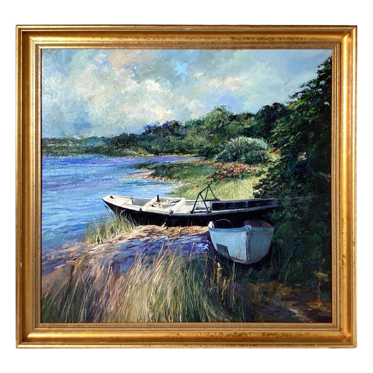 Oil on Board Afternoon Study, The Black Boat For Sale