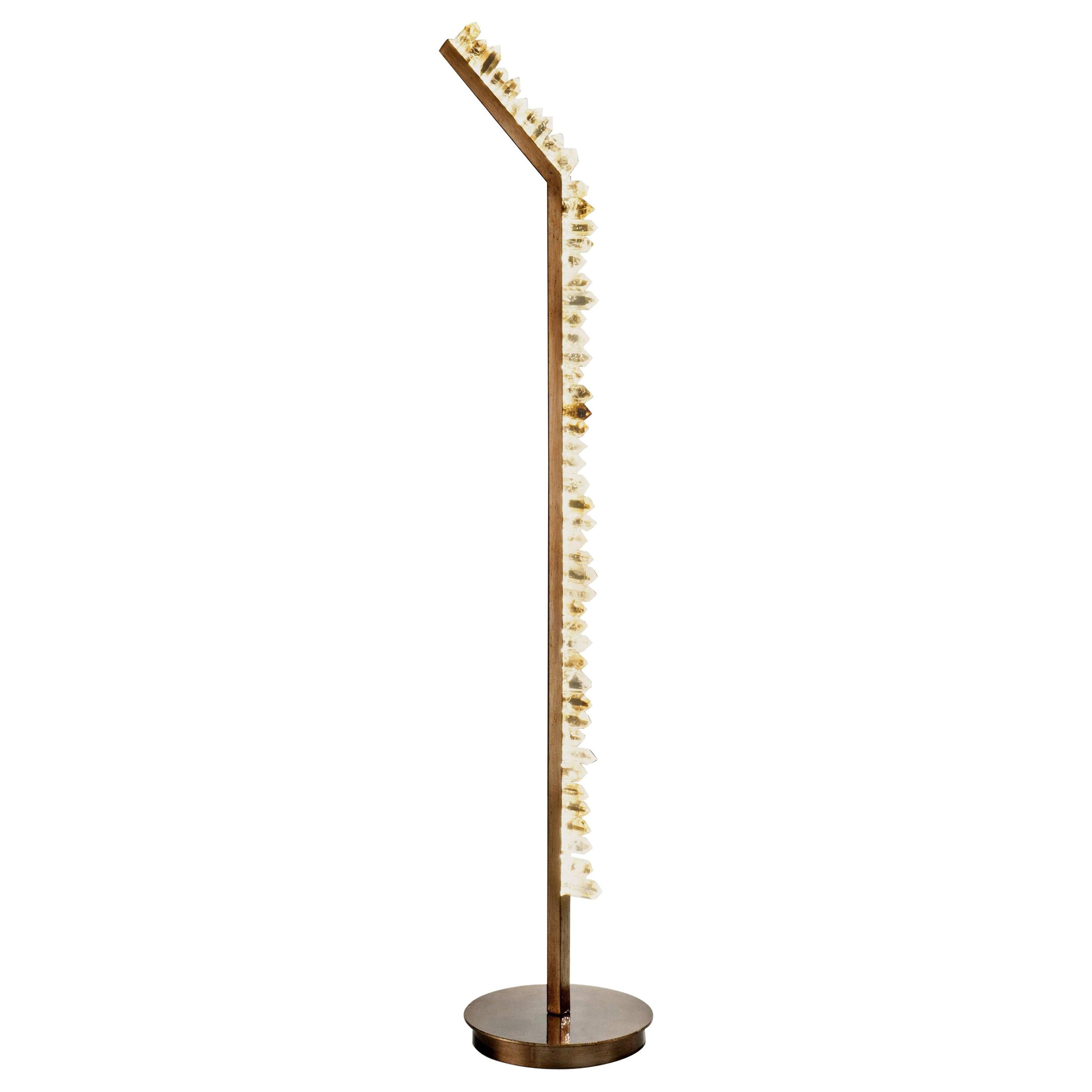 White and Smoked Quartz Floor Lamp by Aver For Sale