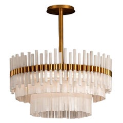 Large Selenite Chandelier Lamp by Aver