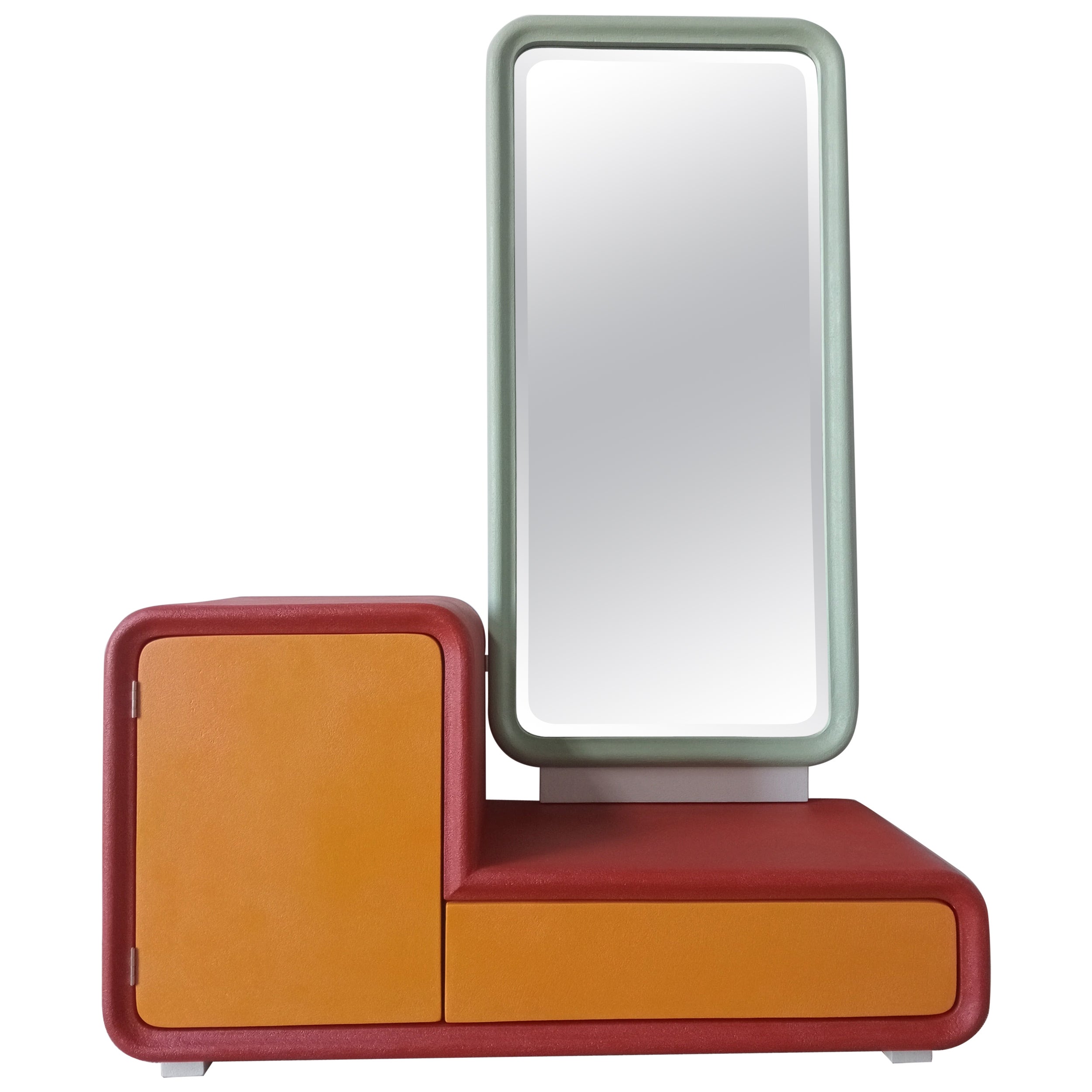 Cabinet with Mirror Italian Design Contemporary 21st Century Wood coloured Resin For Sale