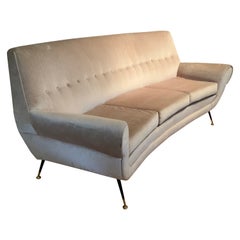 Elegant 1950's Italian Curved Sofa