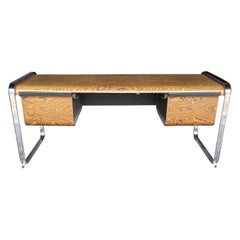 Herman Miller Zebra Wood and Chrome Desk Designed by Peter Protzman