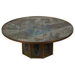 Table basse "Chan" de Philip & Kelvin Laverne en bronze gravé à l'acide