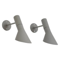 Early Example Arne Jacobsen Visor Wall Lamps in Grey Lacquer Louis Poulsen, 1957