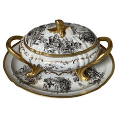Mid-20th Century, Porcelain Gilt and Decorated Covered Tureen and Underplate