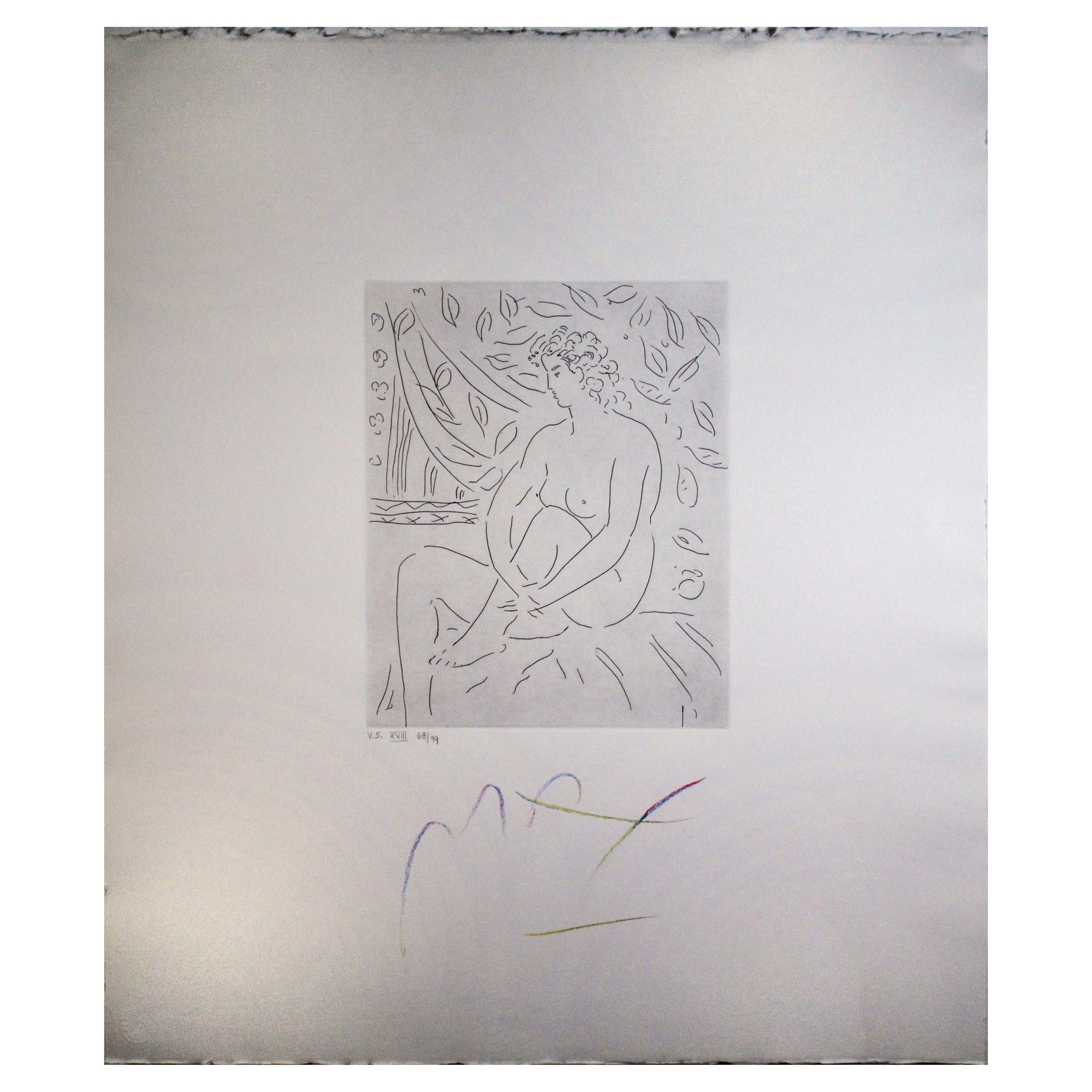 Peter Max Homage zu Picasso, Band 5, Radierung XVII, 1993, signiert 68/99, ungerahmt im Angebot