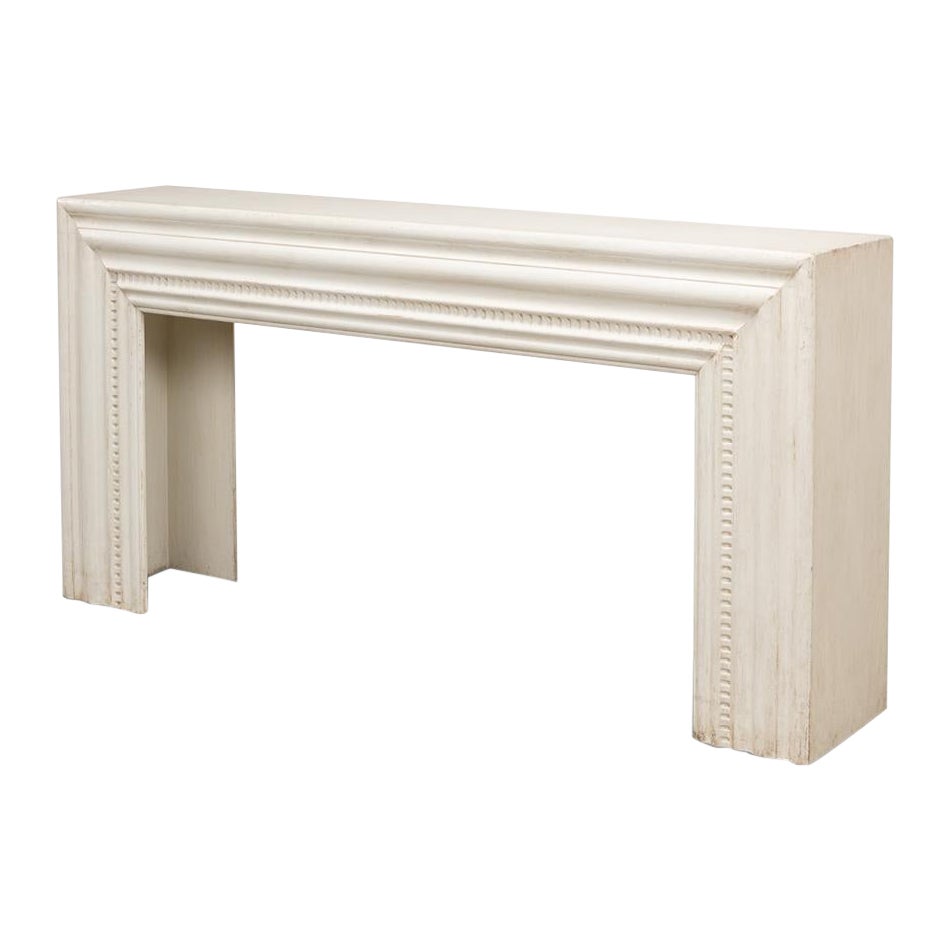 Antiqued White Painted Mantel Console For Sale