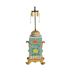 Bronze Doré Mounted Chinese Porcelain Famille Rose Vase Turned to Lamp, 1800s