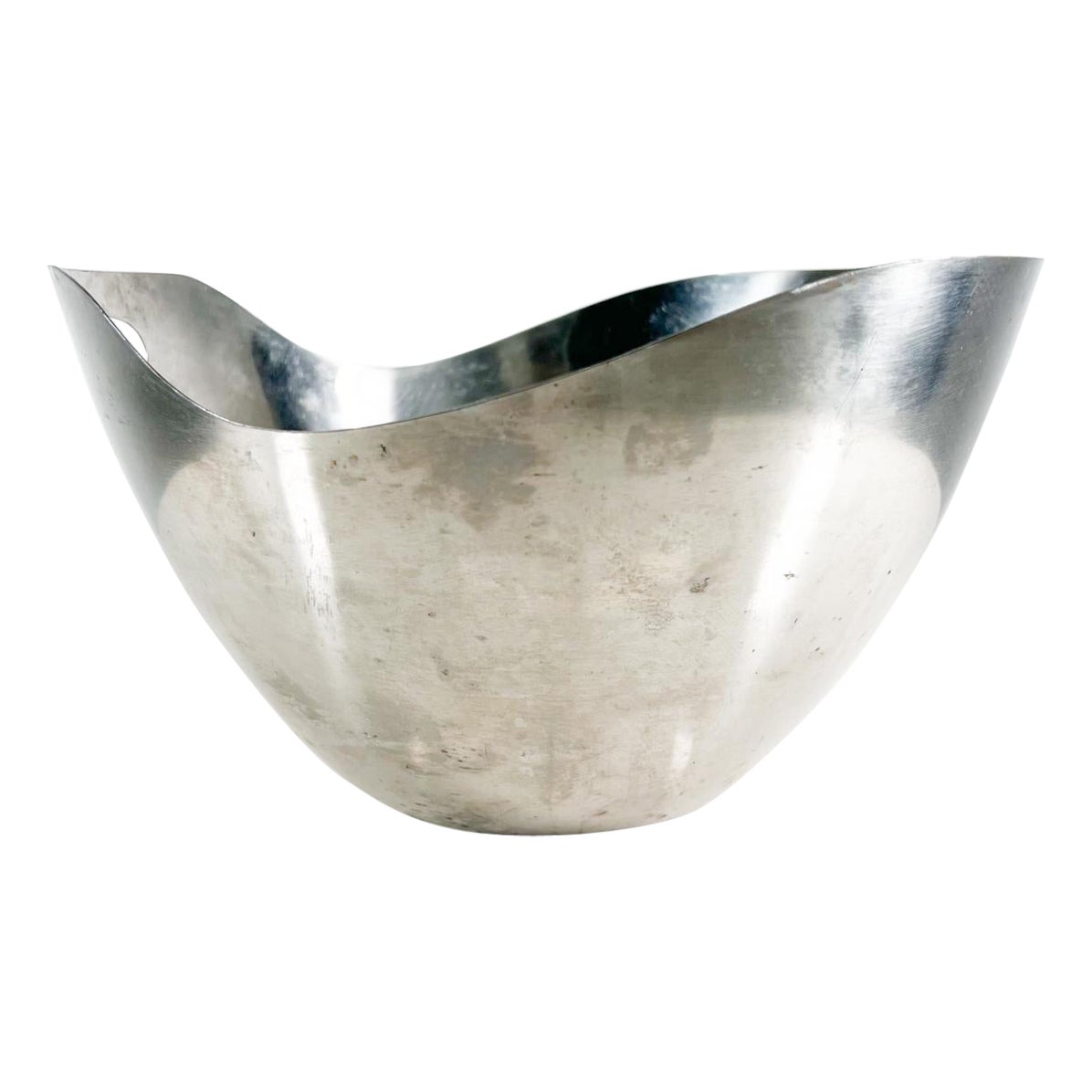 1960s Modern Sculptural Stainless-Steel Wave Salad Bowl from Japan