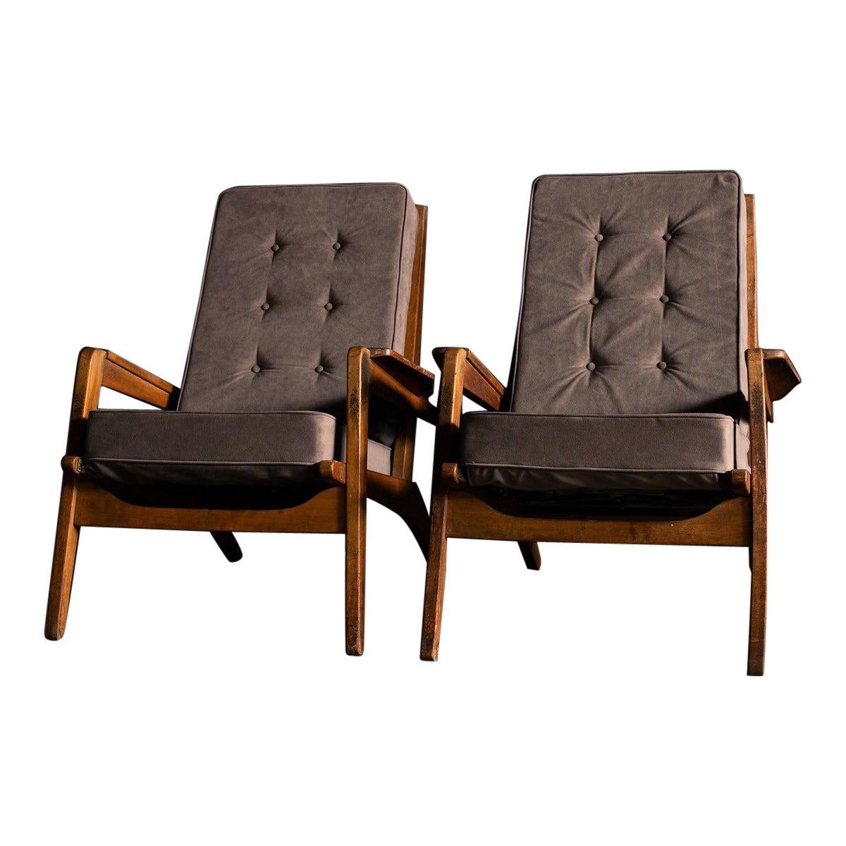 Pierre Guariche, Pair of FS 105 Armchairs, 1950s, France