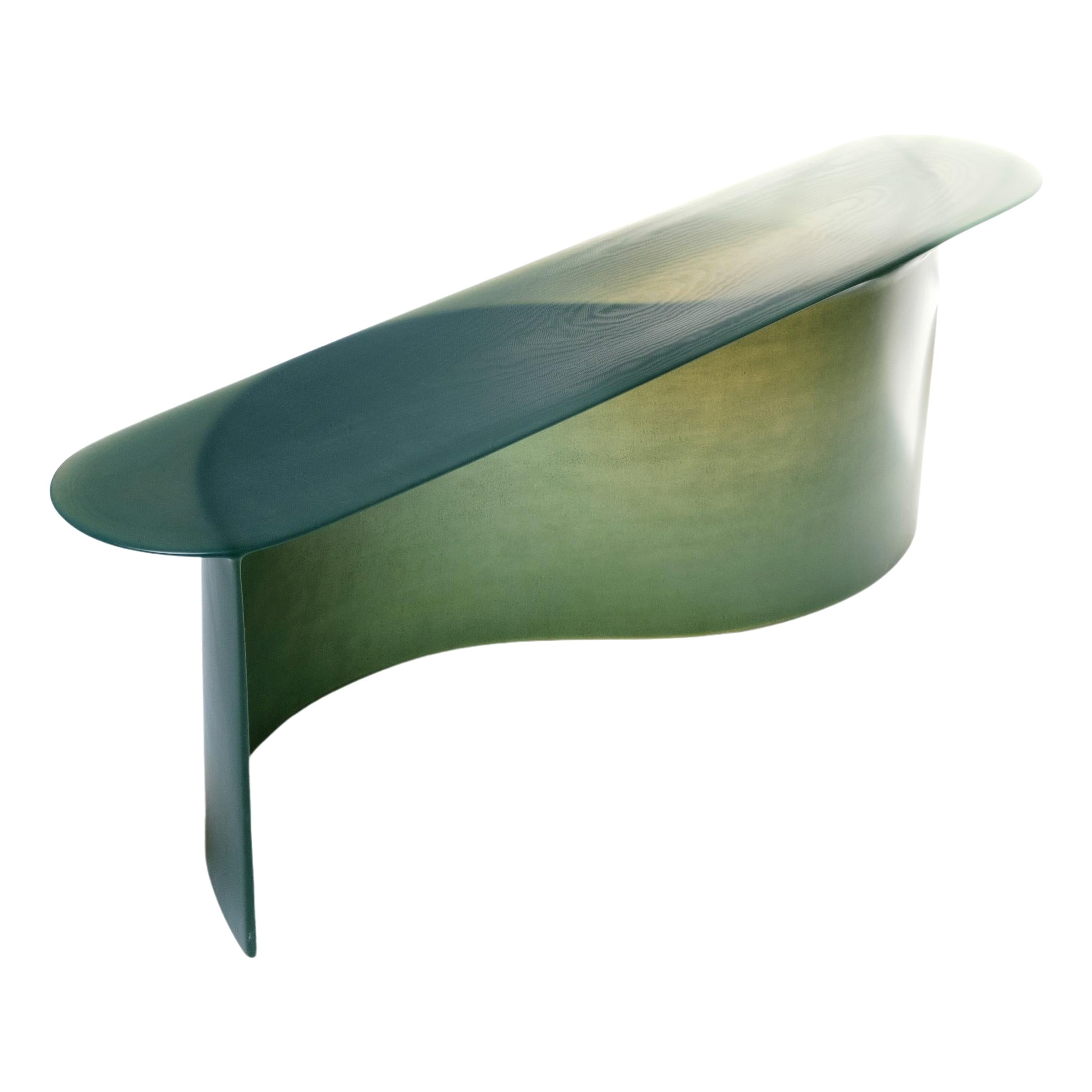 Contemporary Green Fiberglass New Wave Bench 160cm, by Lukas Cober For Sale