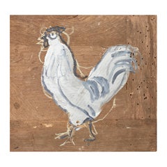 Folk Art Painted Country French Chicken on Oak by Ira Yeager