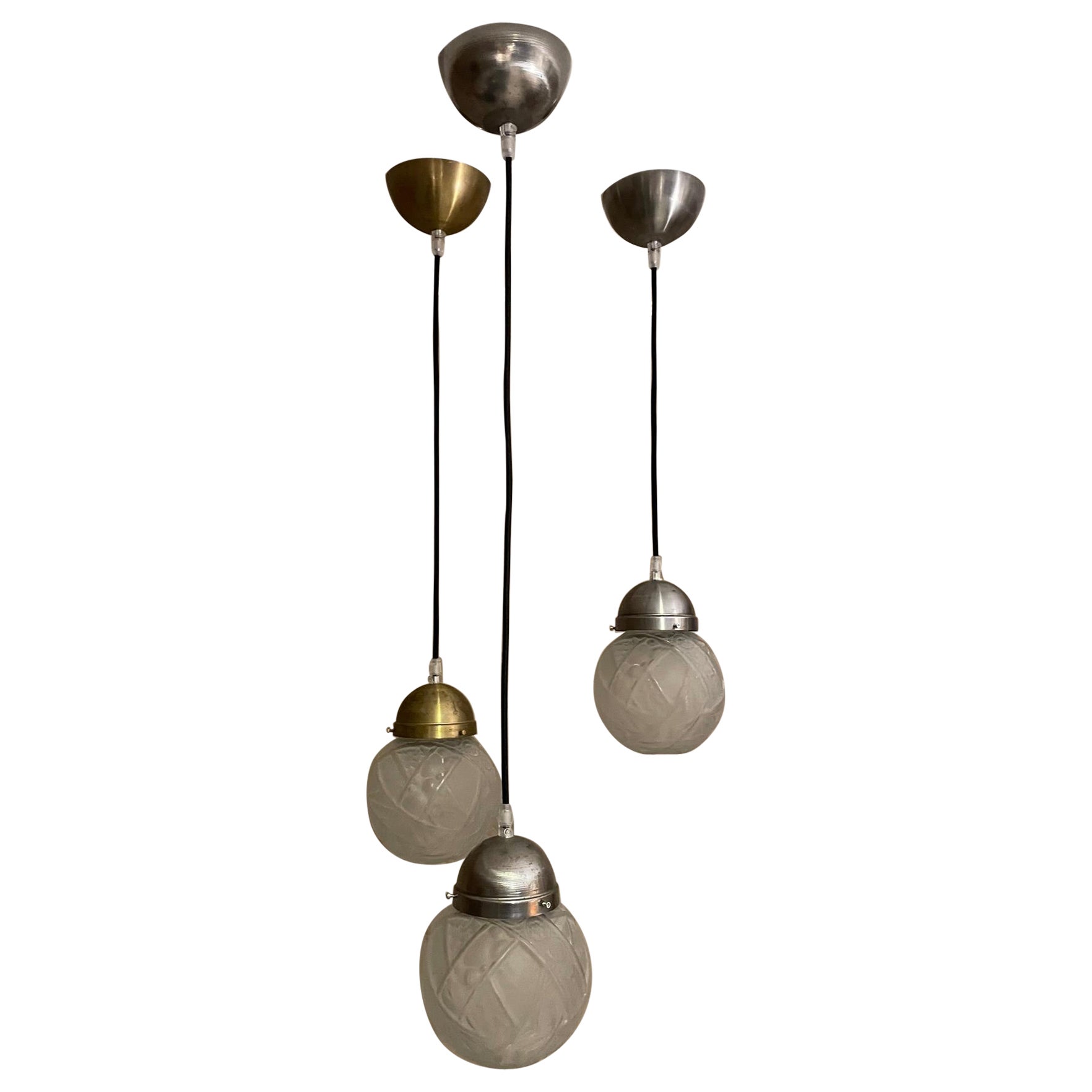 Lampada a sospensione Art déco francese del XX secolo, anni '30