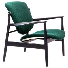 Finn Juhl France Chair in Wood and Green Upholstery