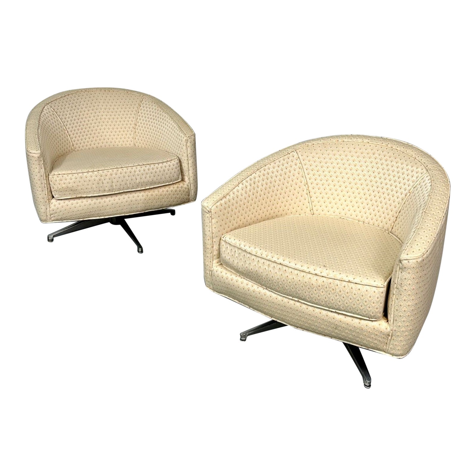 Pair of Mid-Century Modern Baughman Style Tub / Swivel / Lounge Chairs, American