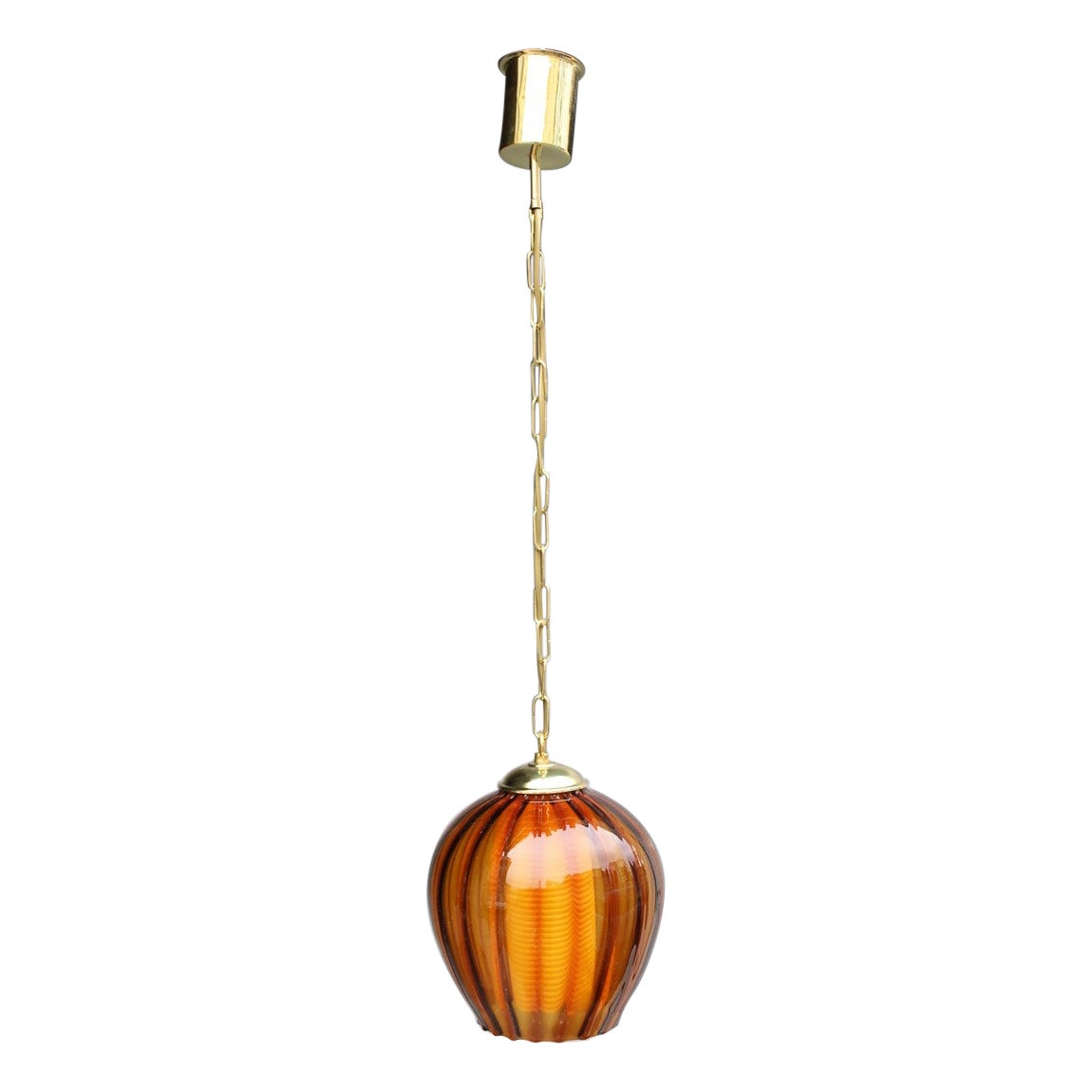 Lantern Murano Glass Brass Part Italian Design 1950s Pumpkin Seguso For Sale
