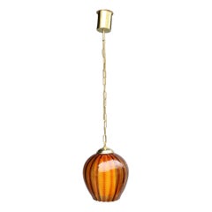 Lantern Murano Glass Brass Part Italian Design 1950s Pumpkin Seguso