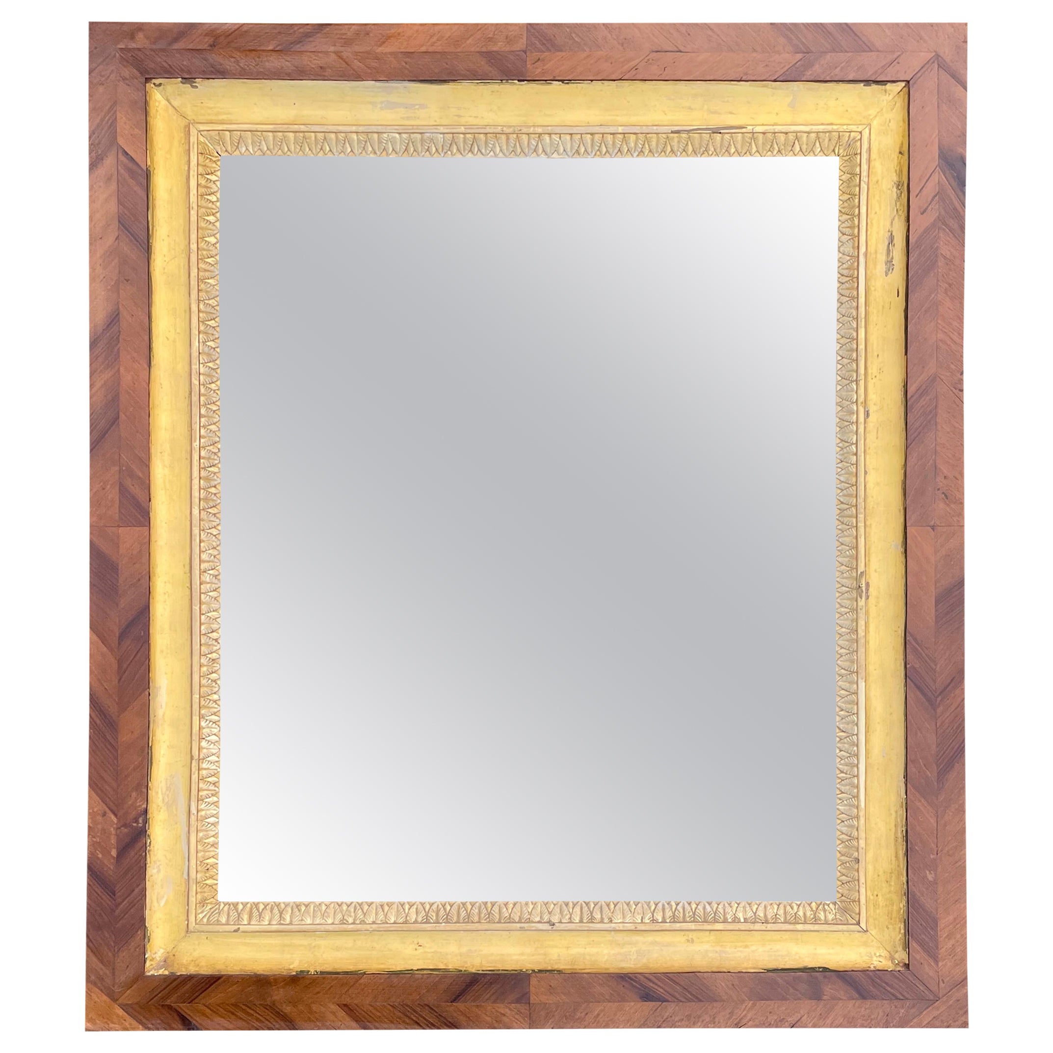 Miroir Empire en bois doré à chevrons