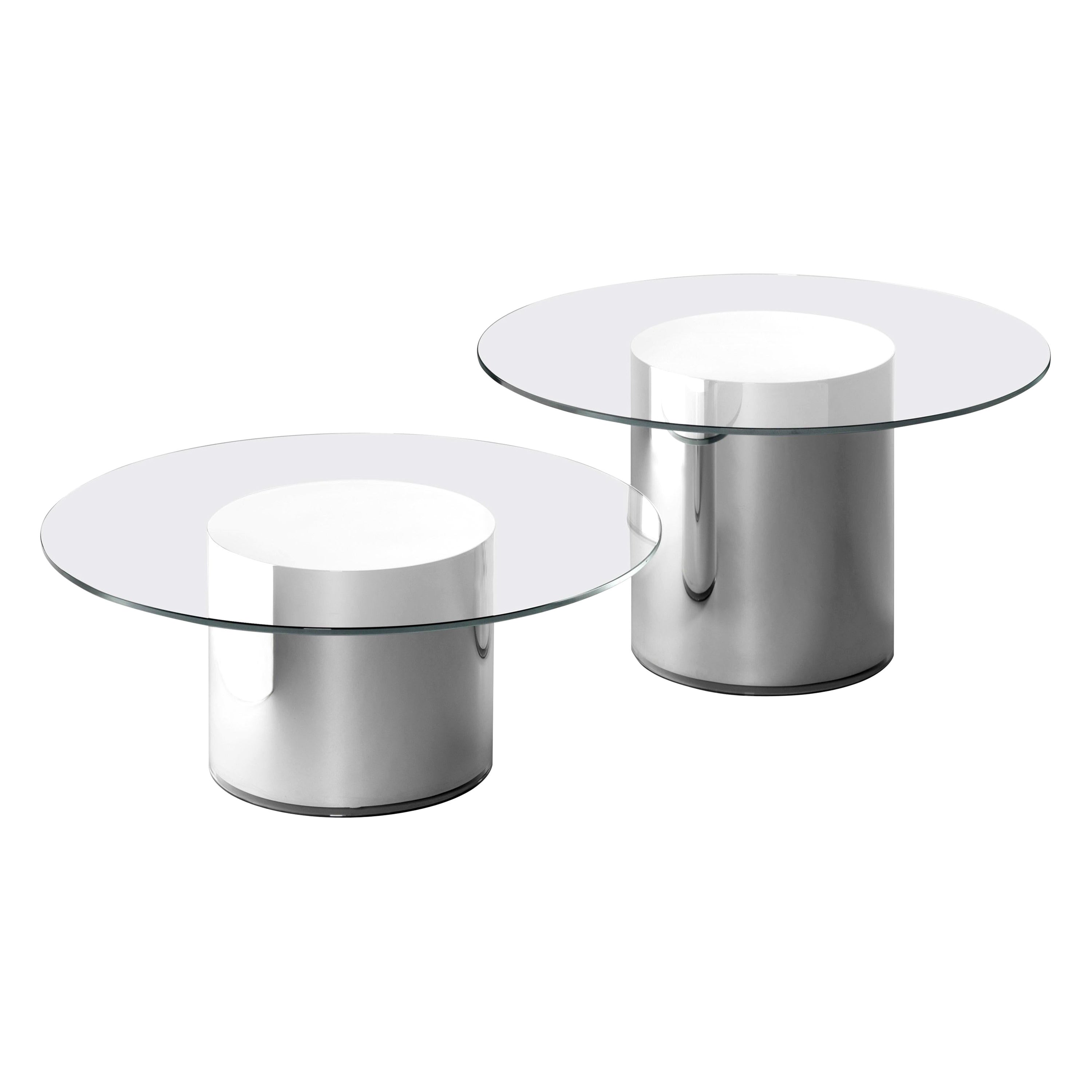 Set of Two Ramon Úbeda and Otto Canalda Contemporary Glass 2001 Side Tables For Sale