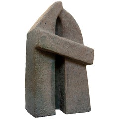 1980s, Spanish Abstract Ceramic Sculpture in Grey Tones